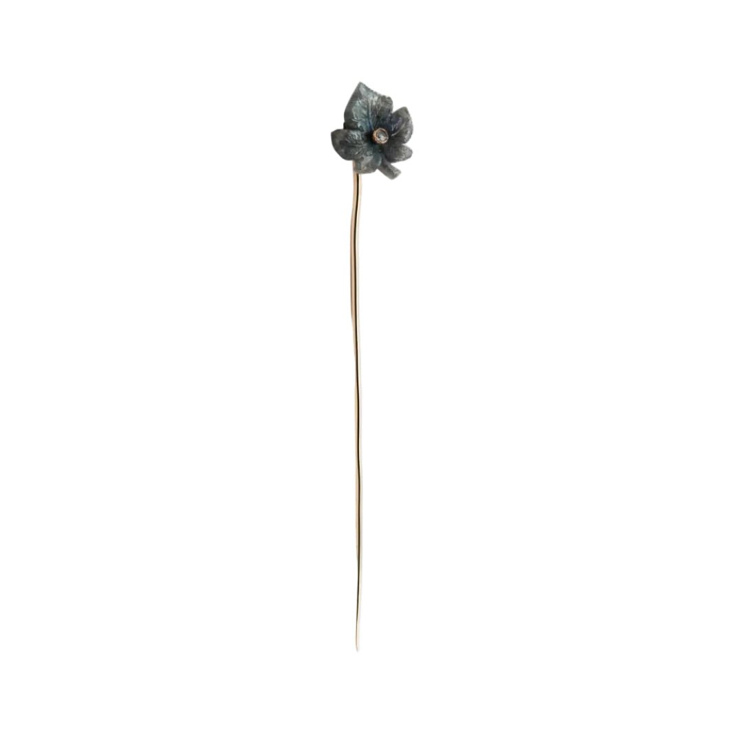 Pique à cravate en or jaune, labradorite et diamant - Castafiore