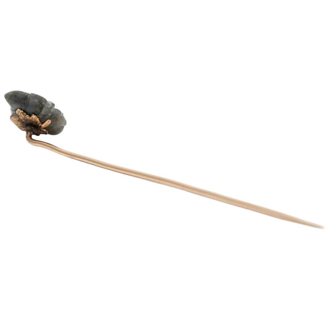 Pique à cravate en or jaune, labradorite et diamant - Castafiore