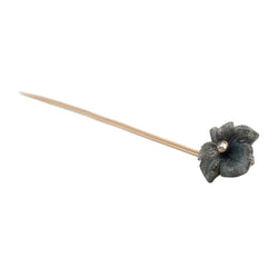 Pique à cravate en or jaune, labradorite et diamant - Castafiore
