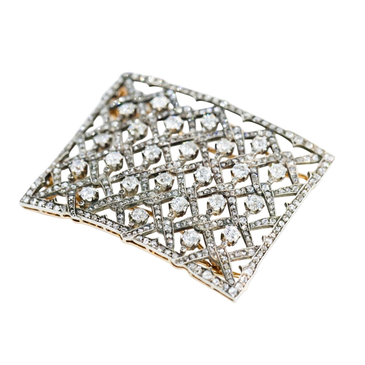 Plaque de cheveux en or jaune, argent et diamants - Castafiore