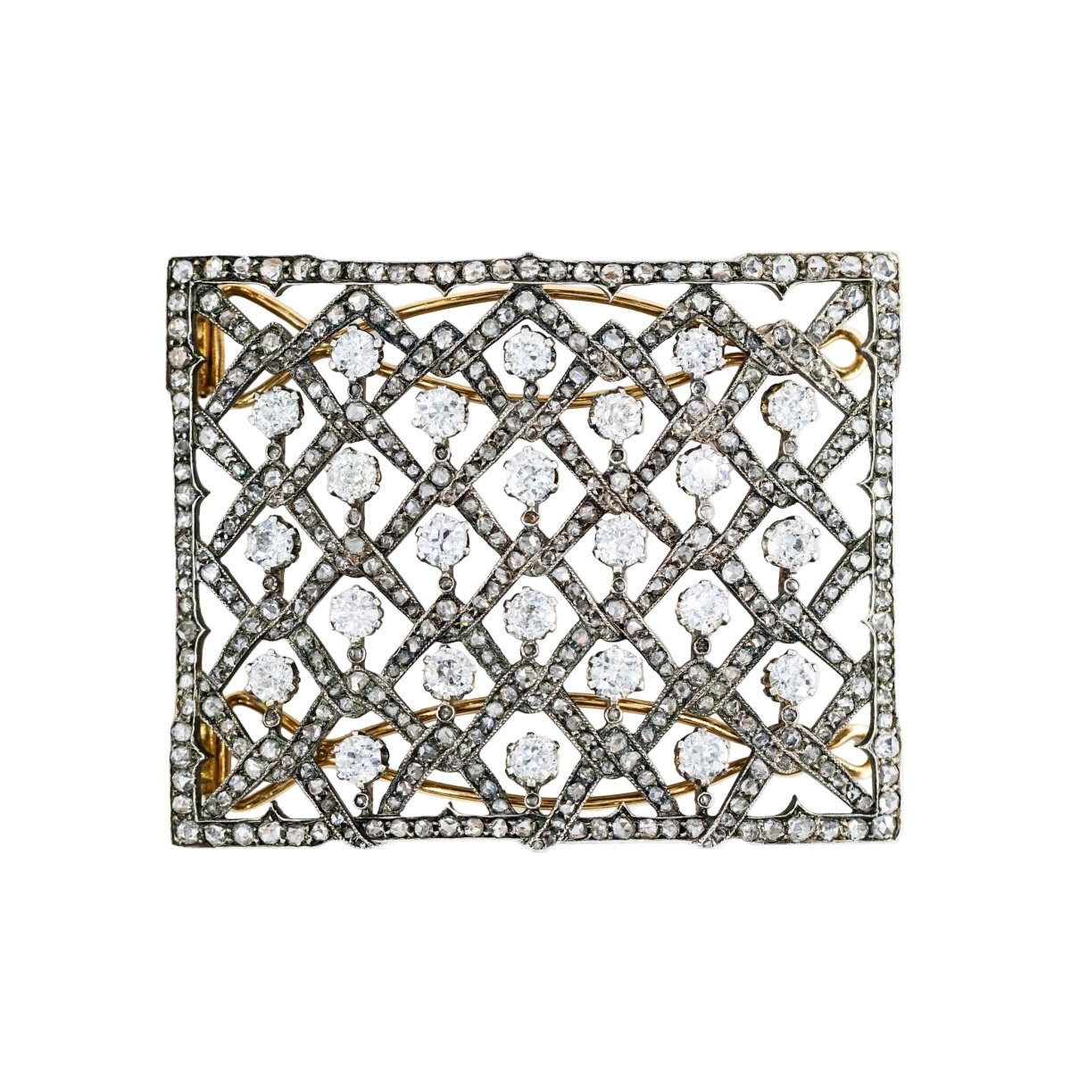 Plaque de cheveux en or jaune, argent et diamants - Castafiore