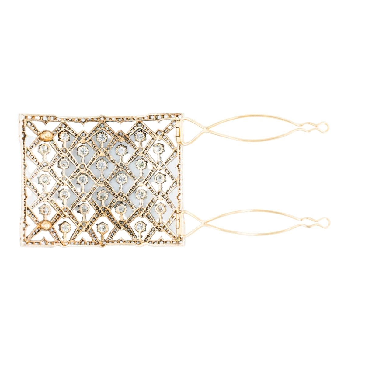 Plaque de cheveux en or jaune, argent et diamants - Castafiore