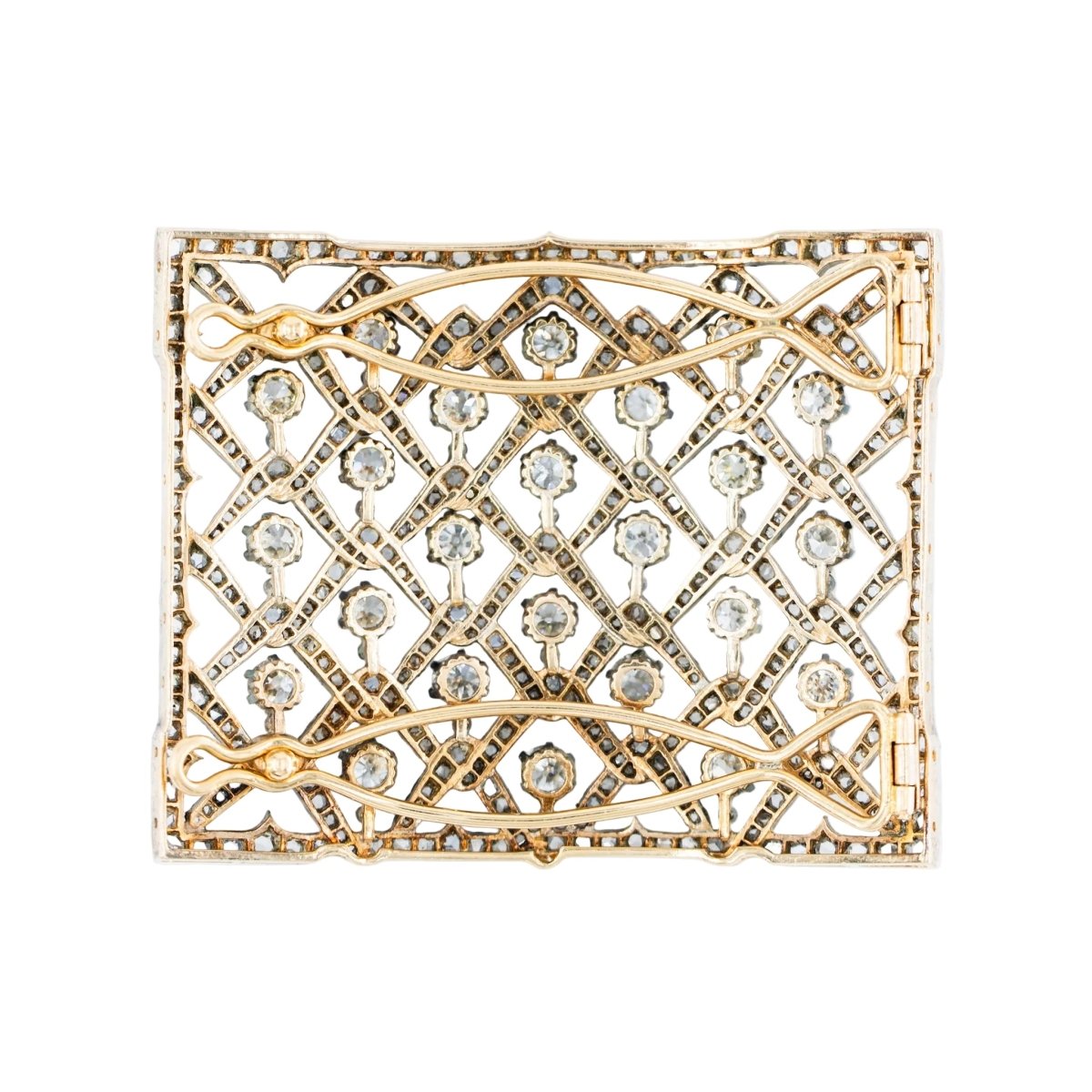 Plaque de cheveux en or jaune, argent et diamants - Castafiore