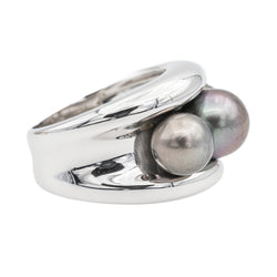 Poiray Bague Cocktail Fidji Or blanc Perle - Castafiore