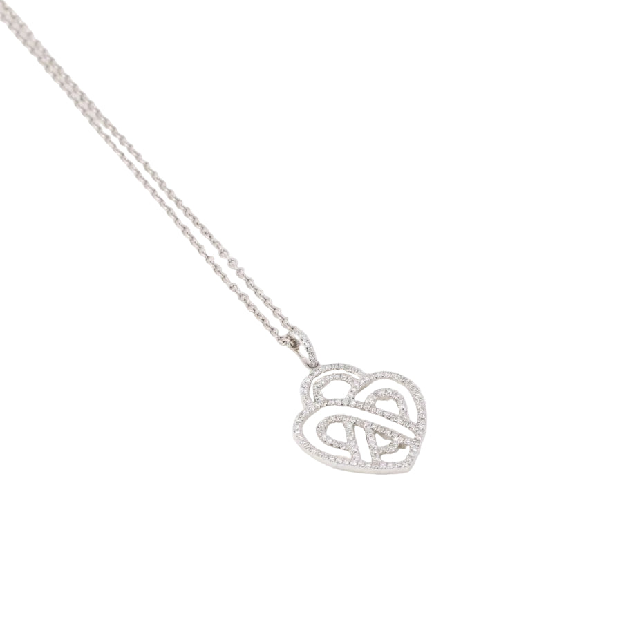 POIRAY Collier coeur entrelacé or blanc diamants - Castafiore