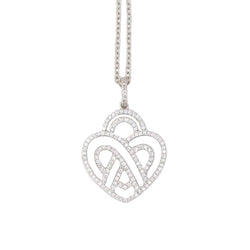 POIRAY Collier coeur entrelacé or blanc diamants - Castafiore