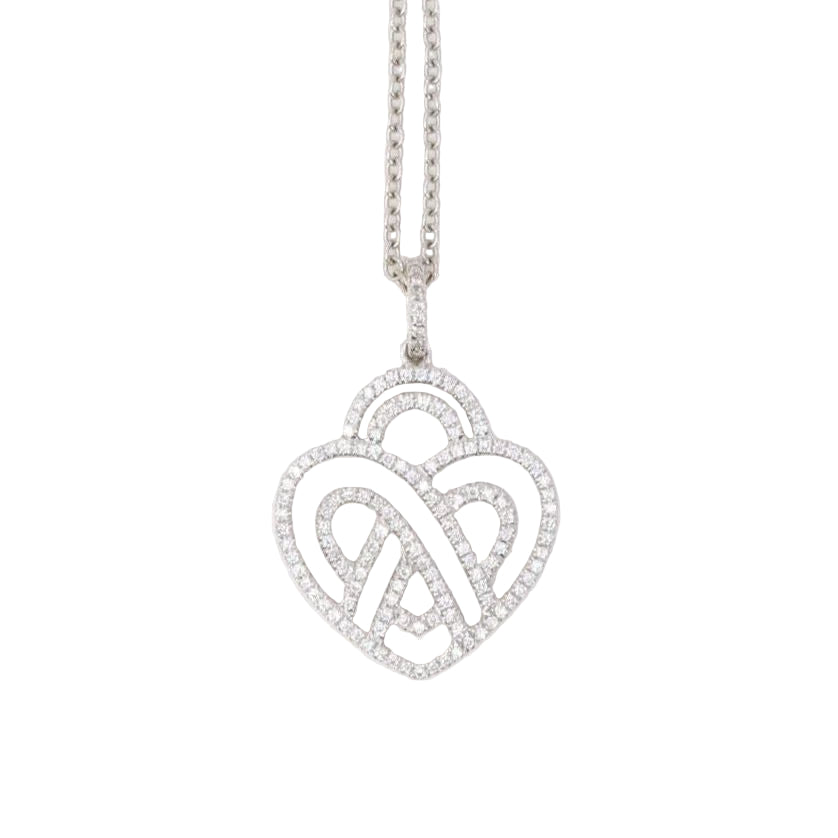 POIRAY Collier coeur entrelacé or blanc diamants - Castafiore