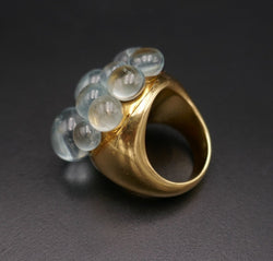 Pomellato Collection Mora, Bague Aigues Marines, Or Jaune 18 Carats. - Castafiore