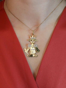 POMELLATO Pendentif Petite Reine articulé 2 ors diamants - Castafiore