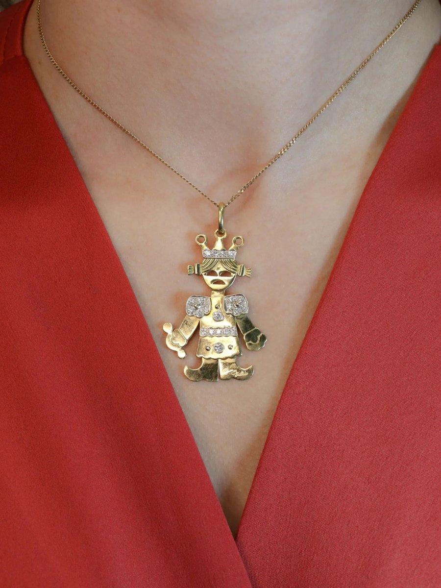 POMELLATO Pendentif Petite Reine articulé 2 ors diamants - Castafiore