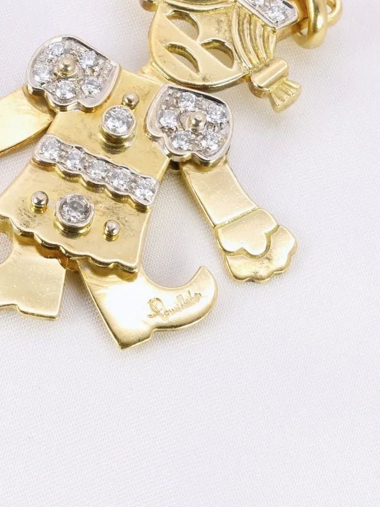 POMELLATO Pendentif Petite Reine articulé 2 ors diamants - Castafiore