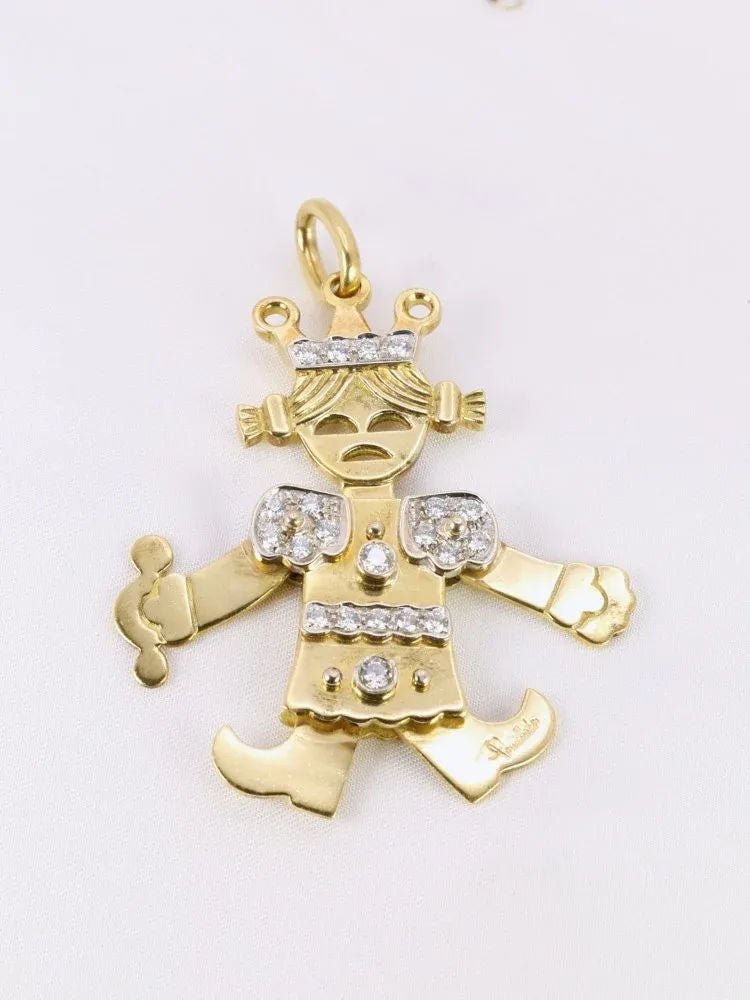 POMELLATO Pendentif Petite Reine articulé 2 ors diamants - Castafiore