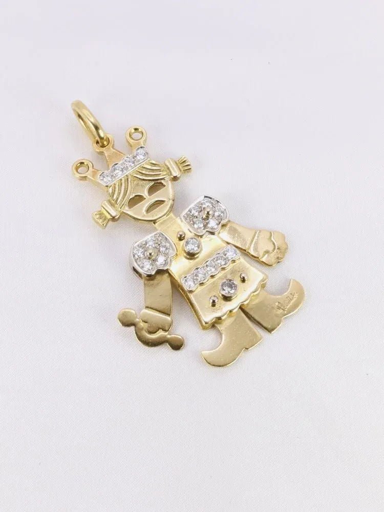 POMELLATO Pendentif Petite Reine articulé 2 ors diamants - Castafiore