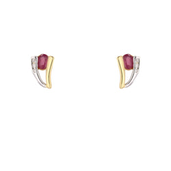Puces d'oreilles rubis diamants deux ors
