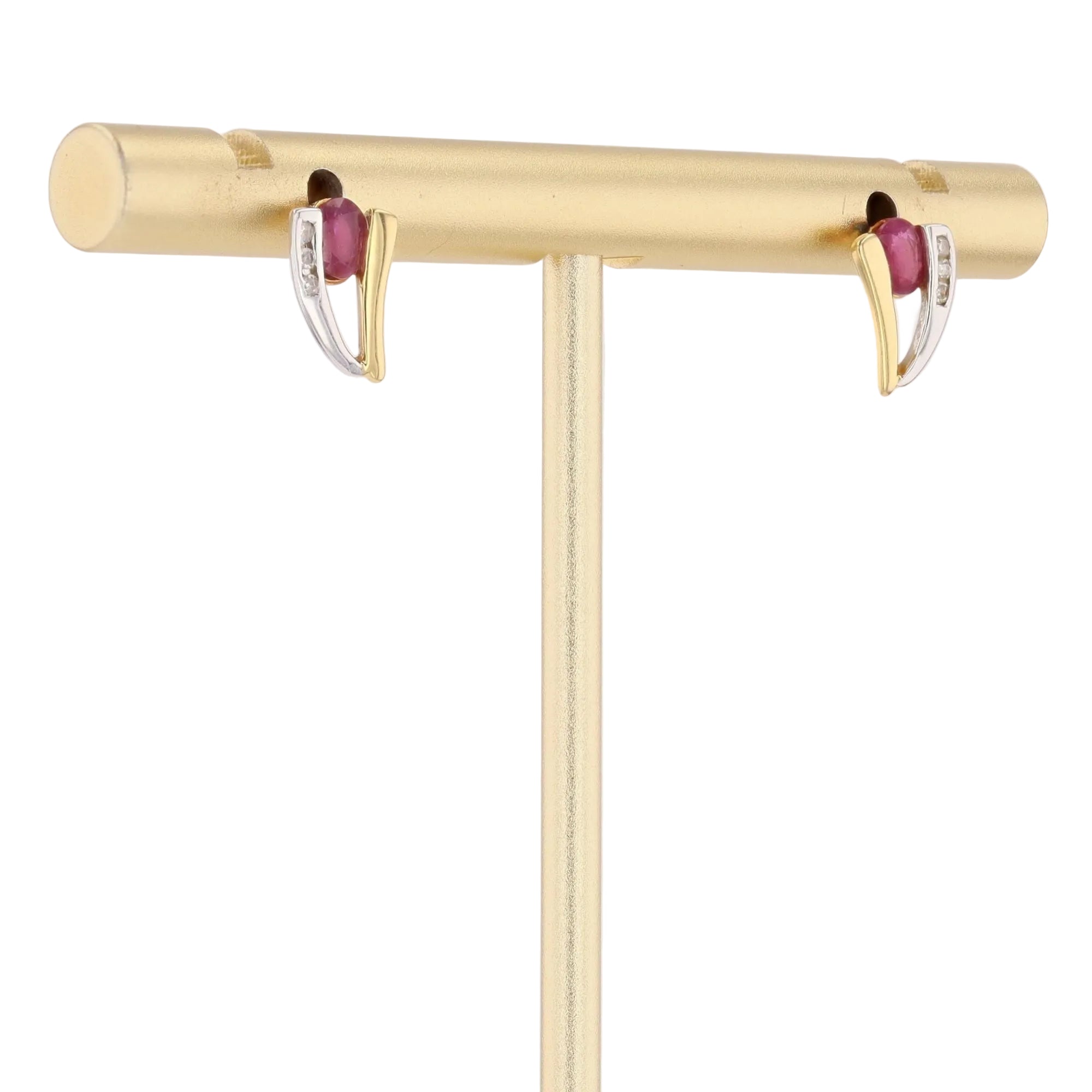 Puces d'oreilles rubis diamants deux ors