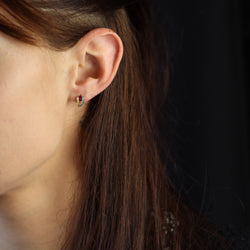 Puces d'oreilles rubis diamants deux ors