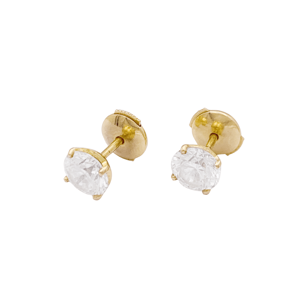 Puces d'oreille diamant, or jaune. - Castafiore