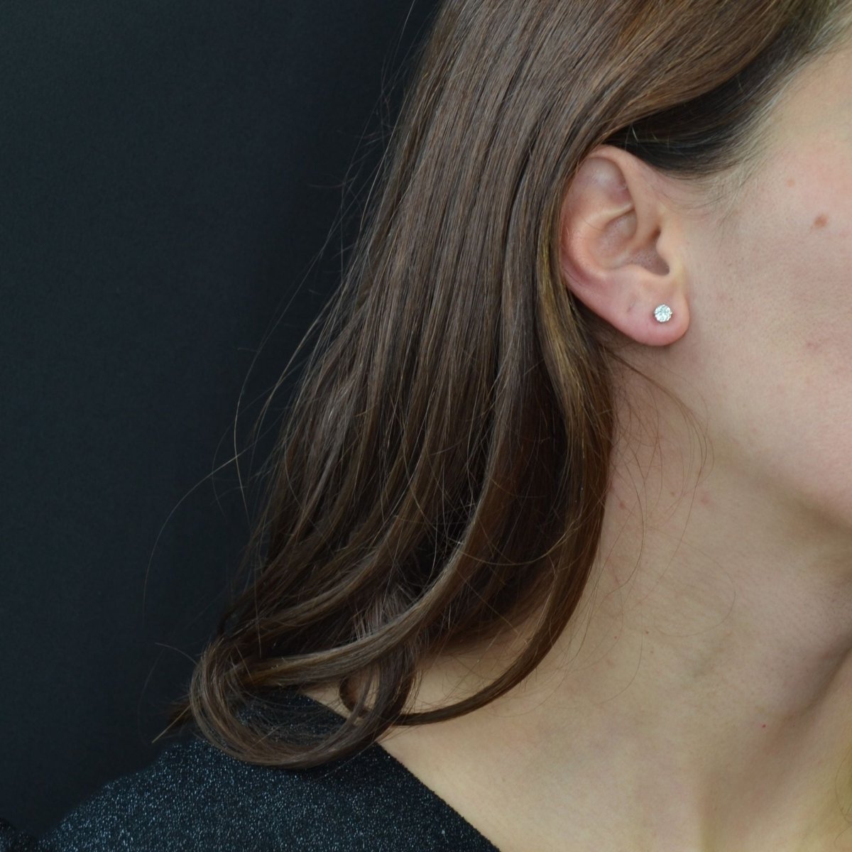 Puces d'oreilles diamants 0.24 carat or blanc - Castafiore