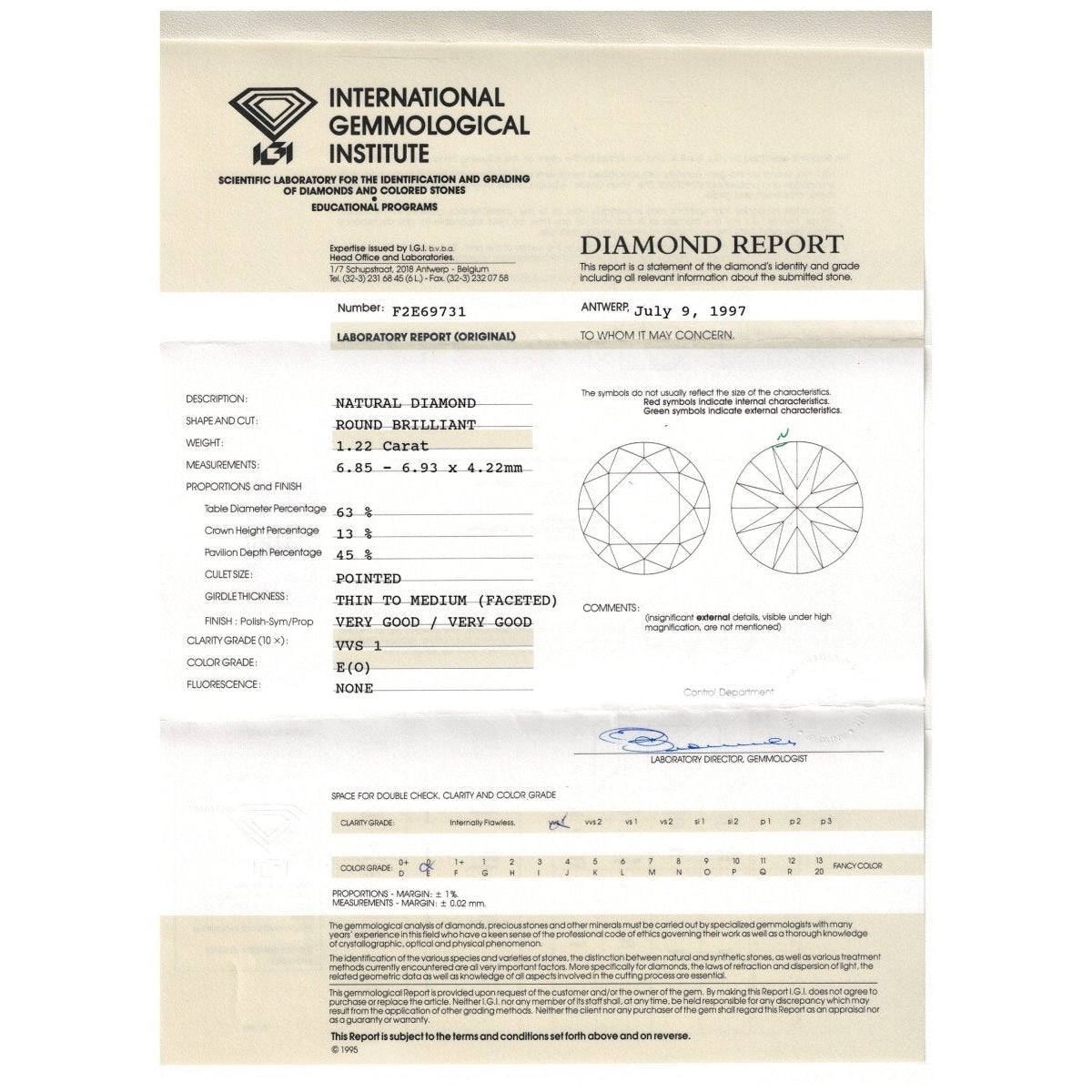 Puces d'oreilles diamants de 1,22 Cts en or gris 18k. E - F - VVS1 - SI1. Système Alpa. Certifiés HRD. - Castafiore