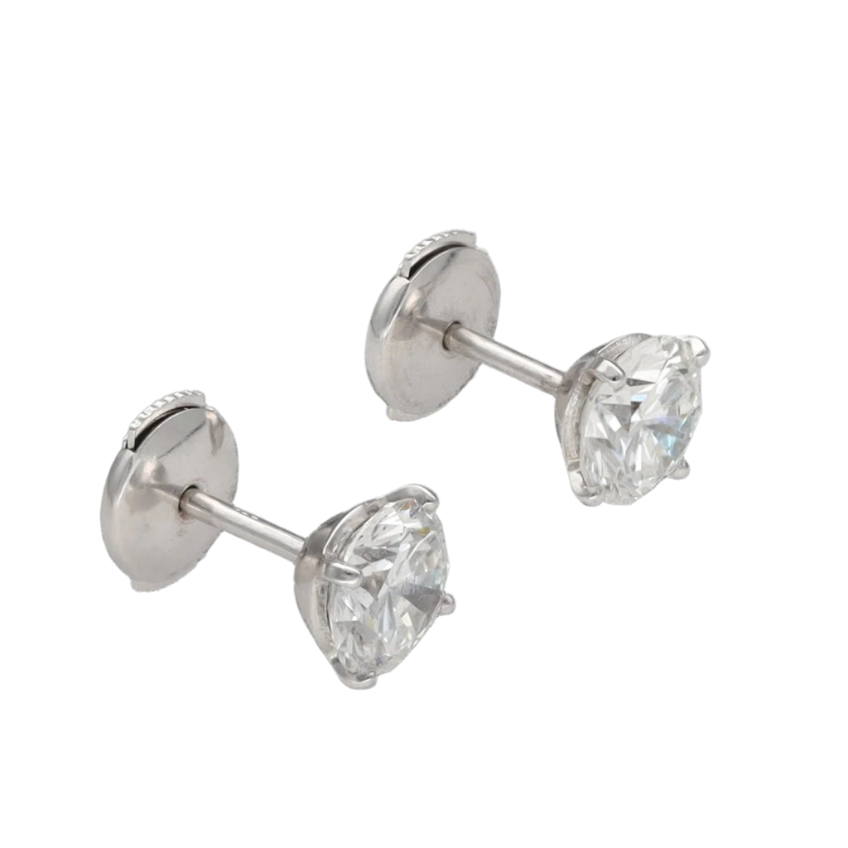 Puces d'oreilles diamants de 1,22 Cts en or gris 18k. E - F - VVS1 - SI1. Système Alpa. Certifiés HRD. - Castafiore