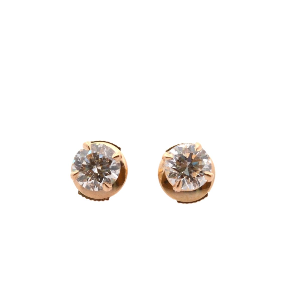 Puces d'oreilles diamants en or jaune et diamants - Castafiore