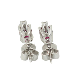 Puces d'oreilles en or blanc, rubis 2.20cts et diamants - Castafiore