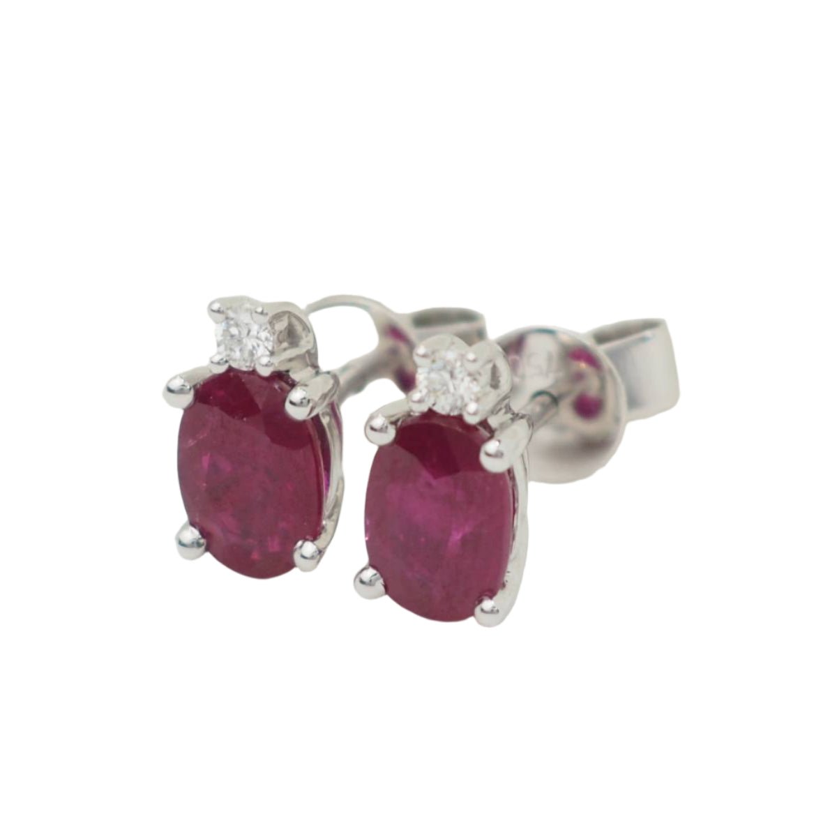 Puces d'oreilles en or blanc, rubis et diamants - Castafiore