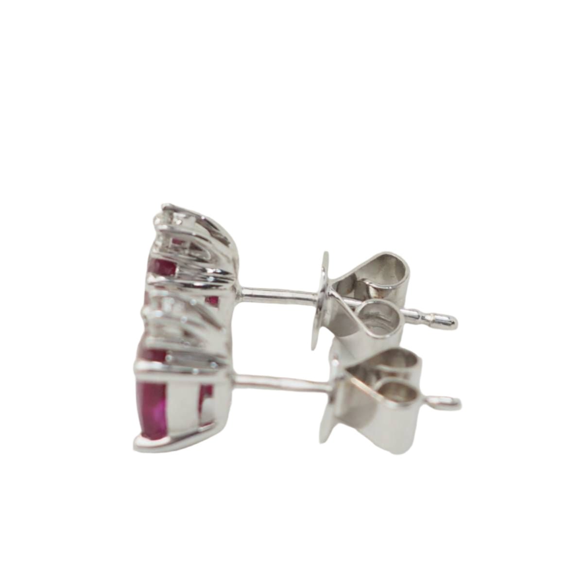 Puces d'oreilles en or blanc, rubis et diamants - Castafiore
