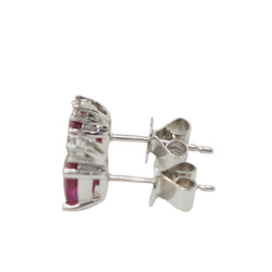 Puces d'oreilles en or blanc, rubis et diamants - Castafiore