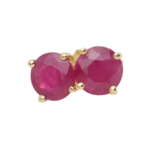 Puces d'oreilles en or jaune et rubis - Castafiore