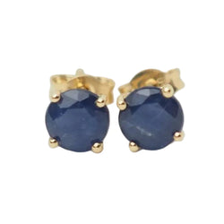 Puces d'oreilles en or jaune et saphir - Castafiore