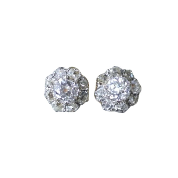 Puces d'oreilles marguerites diamants 2,30 Cts - Castafiore