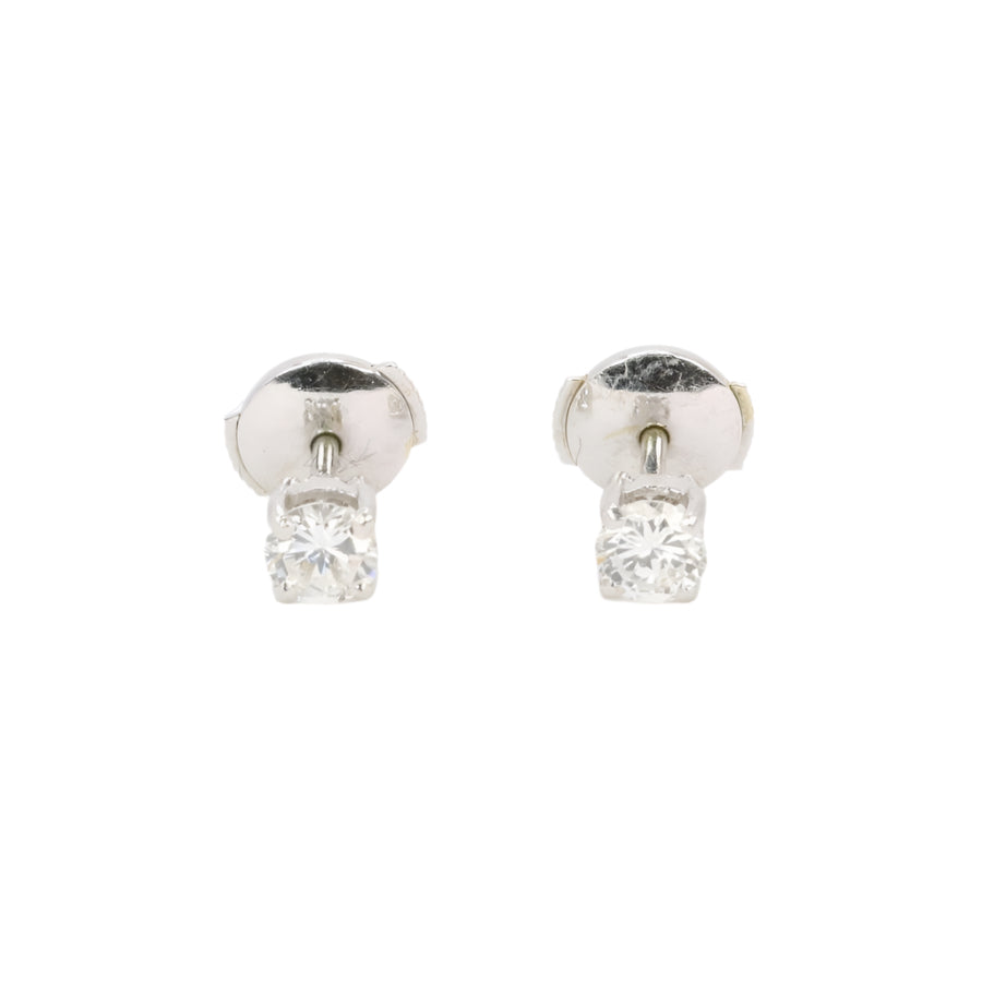 Puces d'oreilles or blanc diamants ronds 0.7 carat - Castafiore