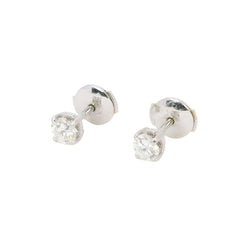 Puces d'oreilles or blanc diamants ronds 0.7 carat - Castafiore