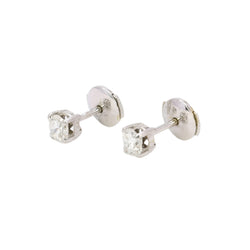 Puces d'oreilles or blanc diamants ronds 0.7 carat - Castafiore