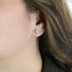Puces d'oreilles or blanc diamants ronds 0.7 carat - Castafiore