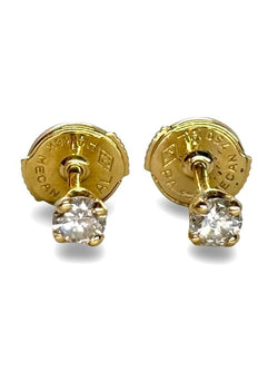 Puces d'oreilles or jaune et diamants 0,26 ct - Castafiore
