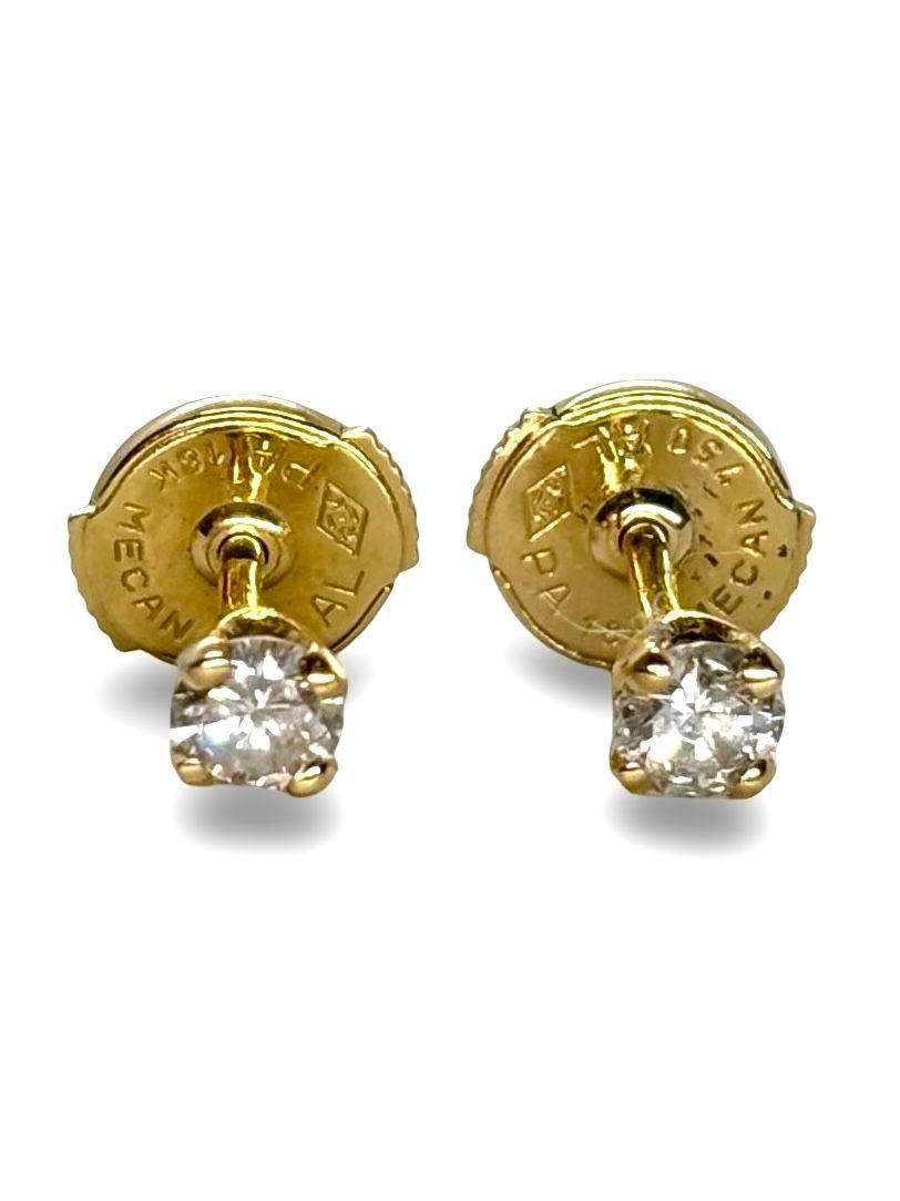 Puces d'oreilles or jaune et diamants 0,26 ct - Castafiore