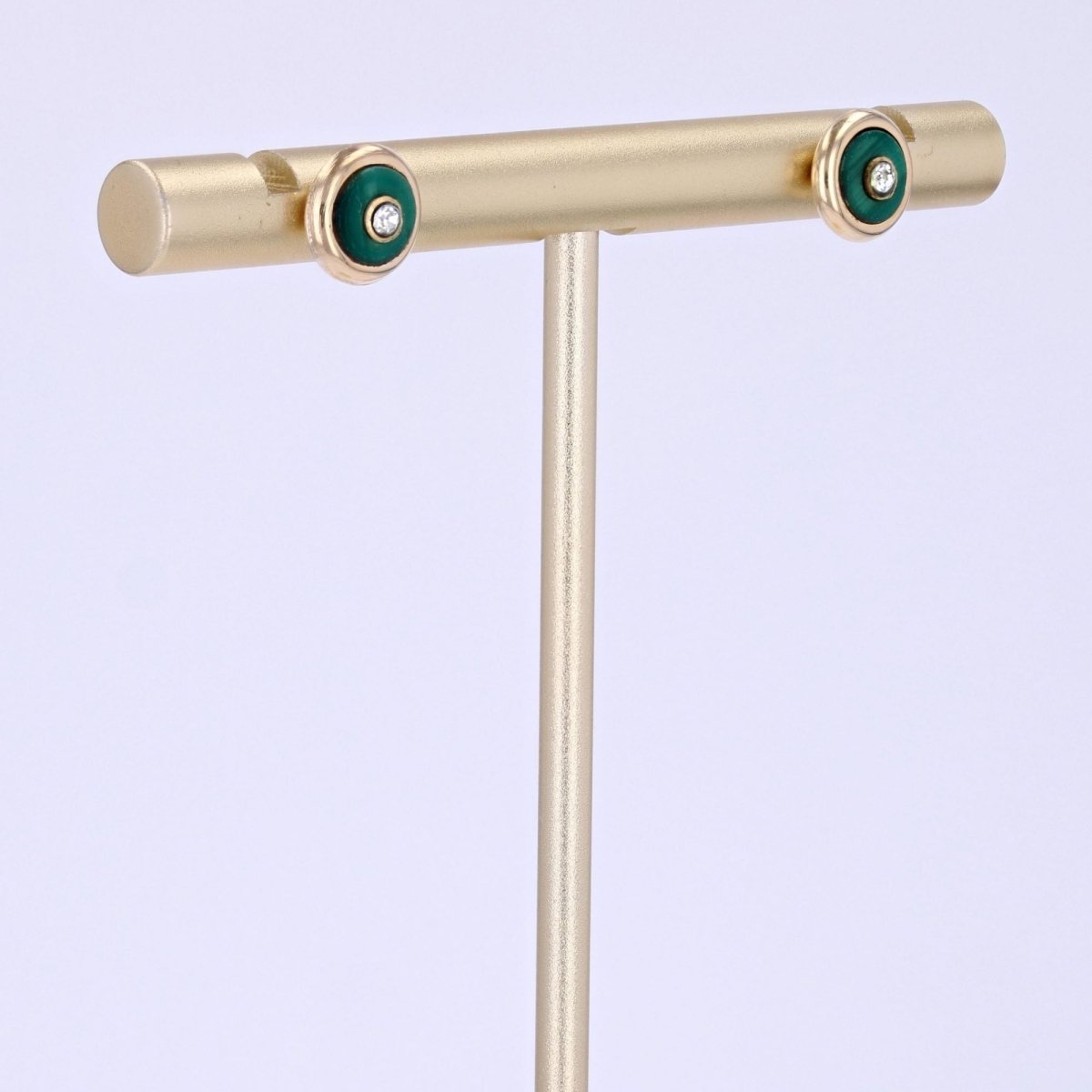 Puces d'oreilles rondes malachite - Castafiore