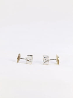 Puces d’oreilles vintage en or blanc et diamants ronds 1,1 carats - Castafiore