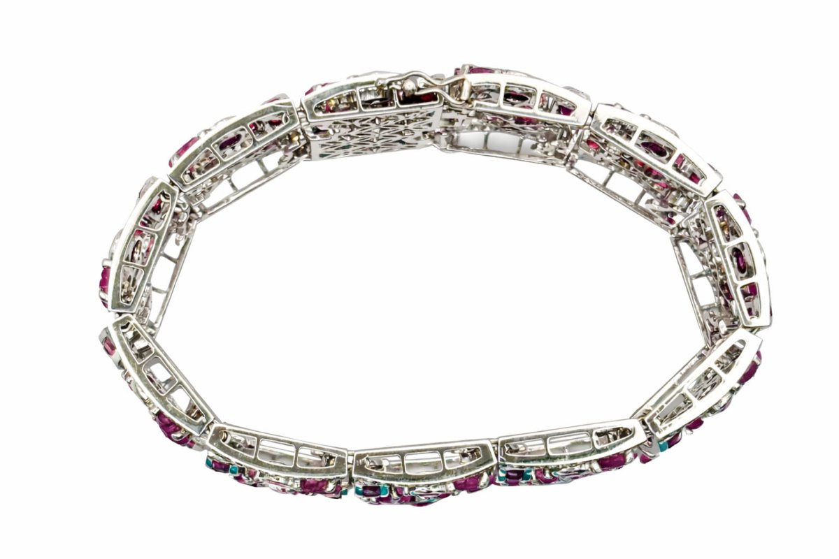 PULSERA DE ORO BLANCO CON RUBÍES - Castafiore