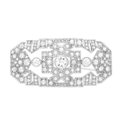 Broche Art Déco en platine, or blanc et diamants.