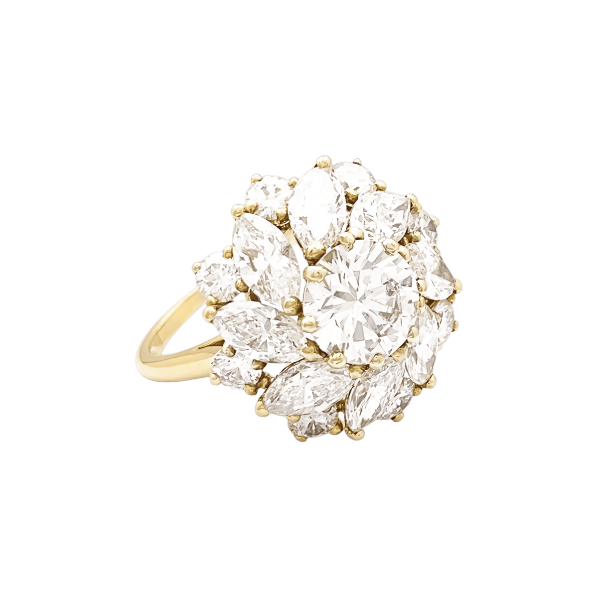Bague Cartier, "Marguerite", diamants central 1,57 carat, or jaune.