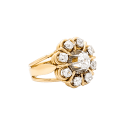 Bague « Marguerite », deux ors, diamants taille ancienne.