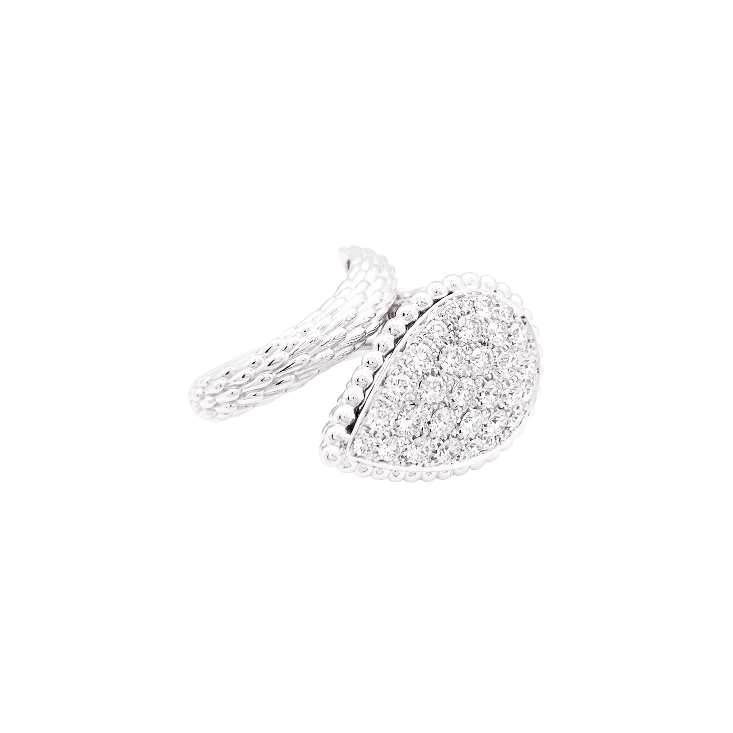 Bague BOUCHERON "Serpent Bohème motif L", or blanc, diamants.