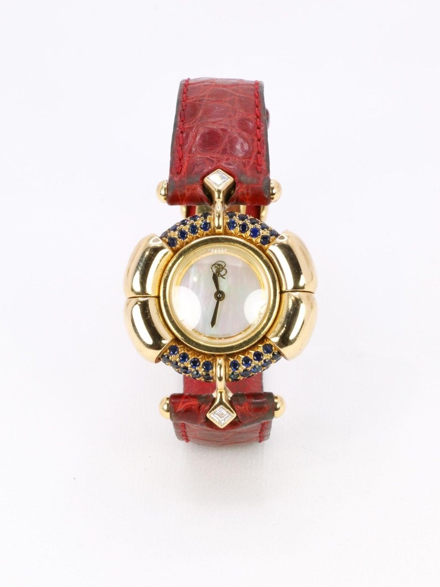 RENE BOIVIN Montre Chrysalide or jaune rubis saphirs diamants - Castafiore