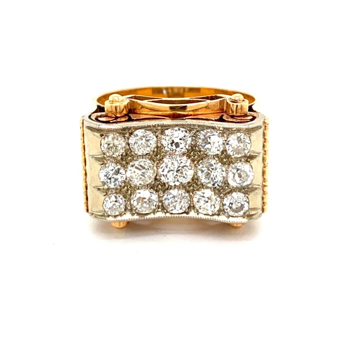Retro 3,30 Carat Diamond Gold Cocktail Ring - Castafiore