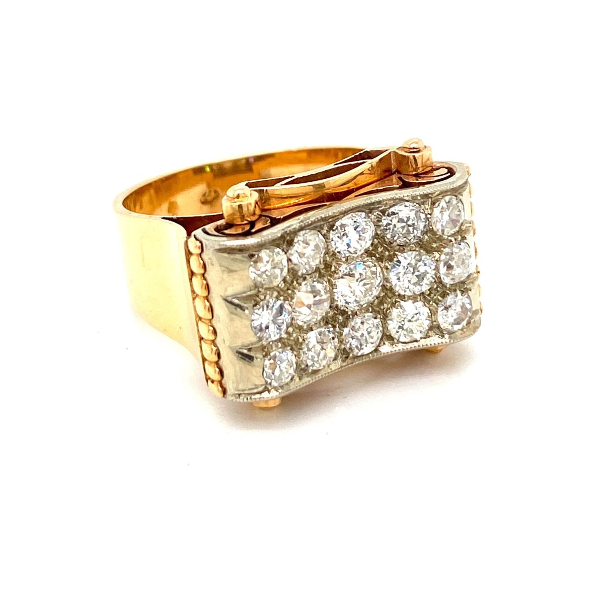 Retro 3,30 Carat Diamond Gold Cocktail Ring - Castafiore