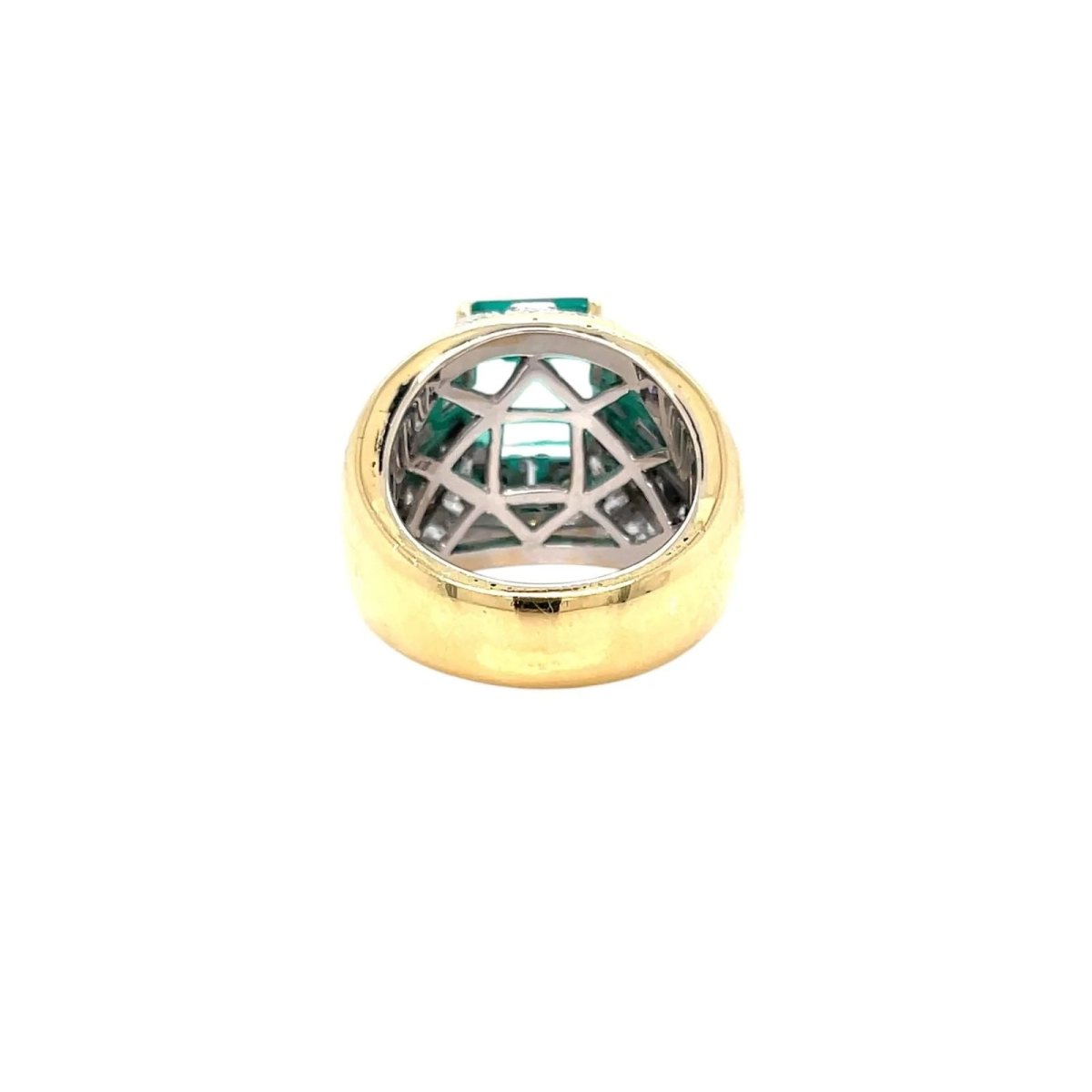 Retro Certified Colombian Emerald Diamond Cocktail Gold Ring - Castafiore