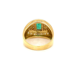 Retro Colombian Emerald Diamond Cocktail Ring - Castafiore